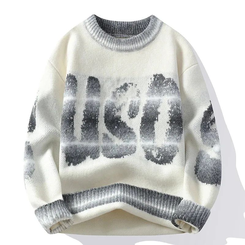 Obsidian Phoenix Luxury Wool Christmas Sweater - High-End Thick Warm Korean Harajuku Men’s Jumper