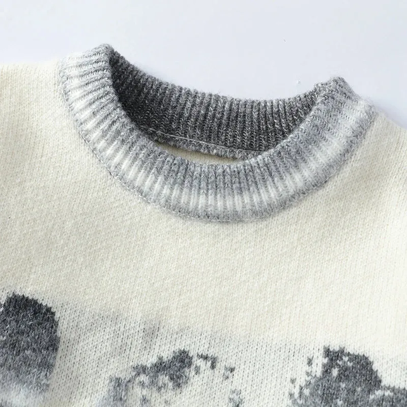 Obsidian Phoenix Luxury Wool Christmas Sweater - High-End Thick Warm Korean Harajuku Men’s Jumper