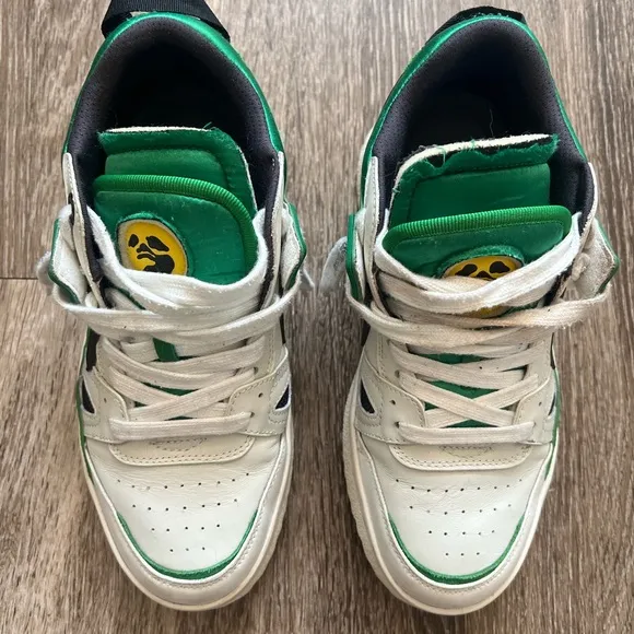 Off-White Mid Sponge Mid-Top Green and White Sneakers Geometric Design SIZE 41