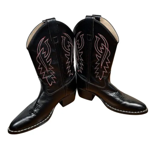 Old West 8110 Size 030 Child Cushion Comfort Cowboy Boots Black