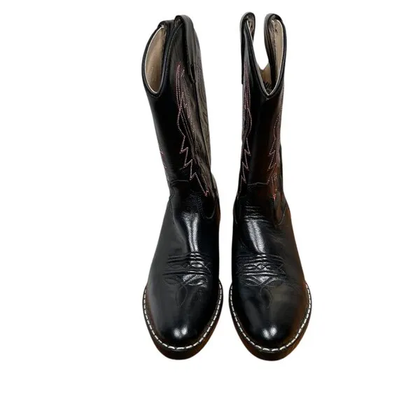 Old West 8110 Size 030 Child Cushion Comfort Cowboy Boots Black