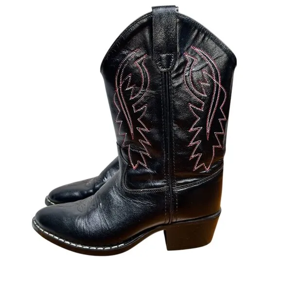 Old West 8110 Size 030 Child Cushion Comfort Cowboy Boots Black