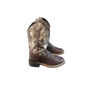 Old West Brown Leather Camouflage Cowboy Boots
