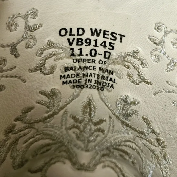 Old West Pink &amp; Brown Embroidered Square Toe Cowgirl Boots Size 11D