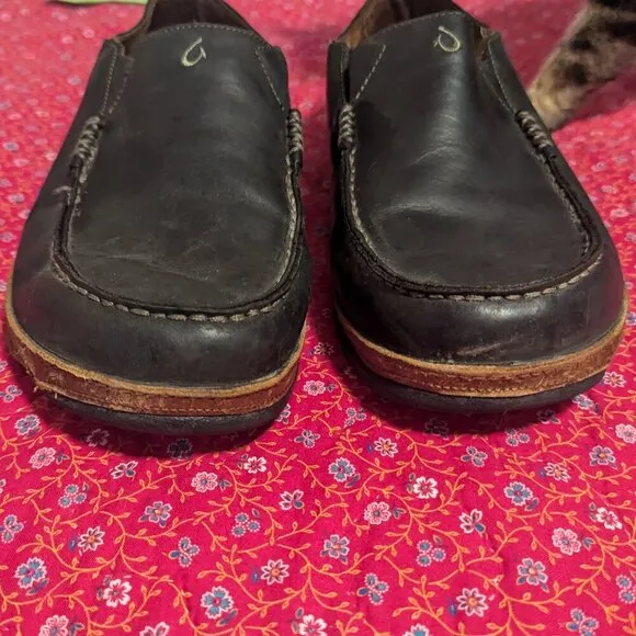 Olu Kai Moloa Leather Black Shoes Loafer Slip On Men’s Size 12