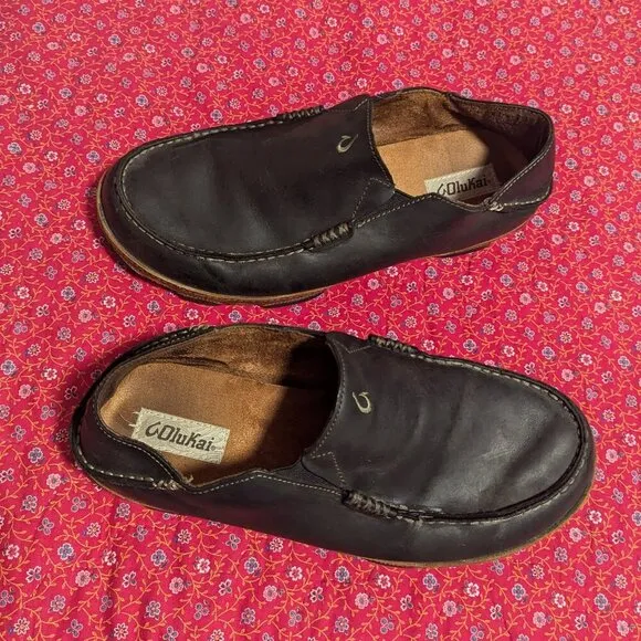 Olu Kai Moloa Leather Black Shoes Loafer Slip On Men’s Size 12