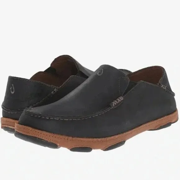 Olu Kai Moloa Leather Black Shoes Loafer Slip On Men’s Size 12