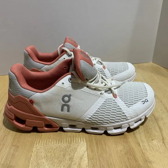 On Women's Cloudflyer Running Shoes, Size 8.5W White Pink/Peach