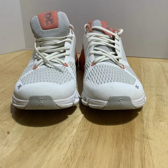 On Women's Cloudflyer Running Shoes, Size 8.5W White Pink/Peach
