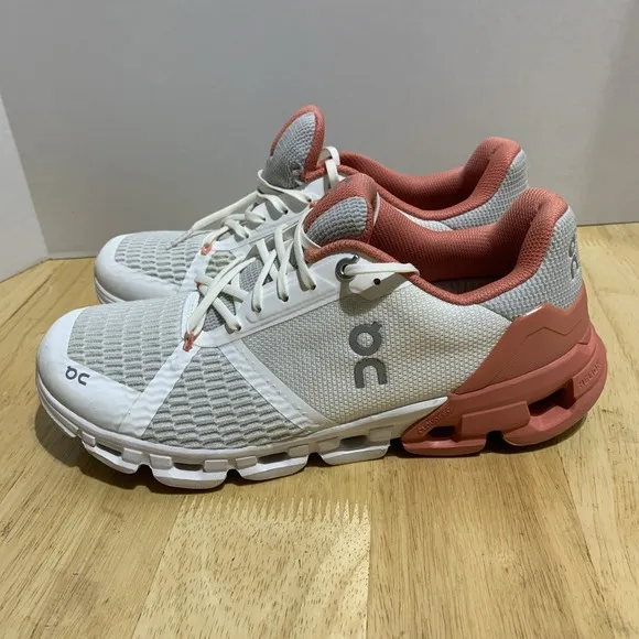 On Women's Cloudflyer Running Shoes, Size 8.5W White Pink/Peach