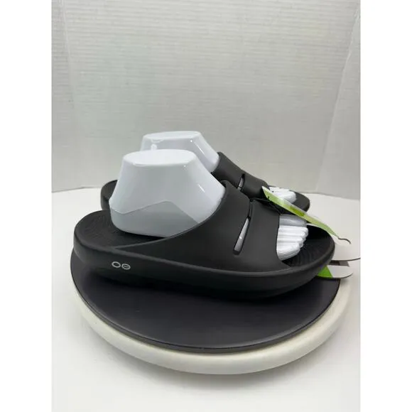 Oofos Ooahh Slide Black Sandals Recovery Slip On Shoes Sz Mens 8 Womens 10 NEW