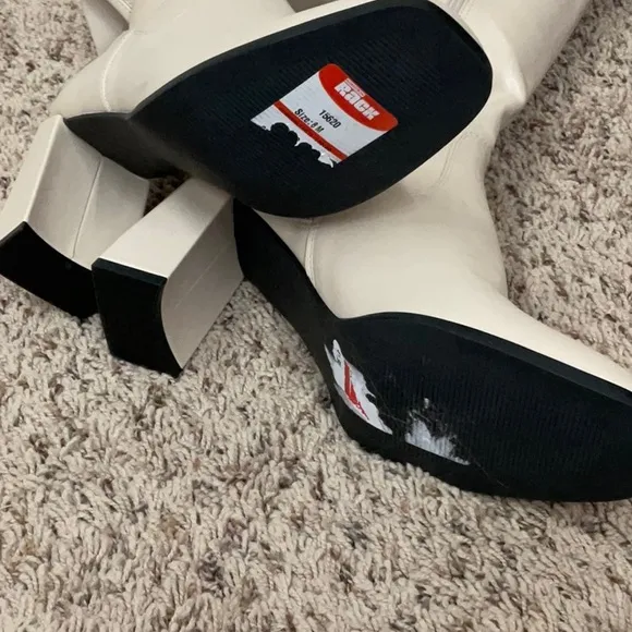 Open Edit New without Box Cream Over the Knee Boots and Block Heel, Size 8