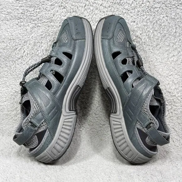 Orthofeet Alpine Mens Size 11 X-Wide Fisherman Sandals Shoes Gray Leather 598