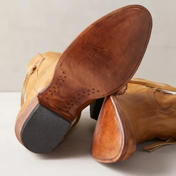 Overland Carly Tan Leather Cowboy Boots Women’s size 7