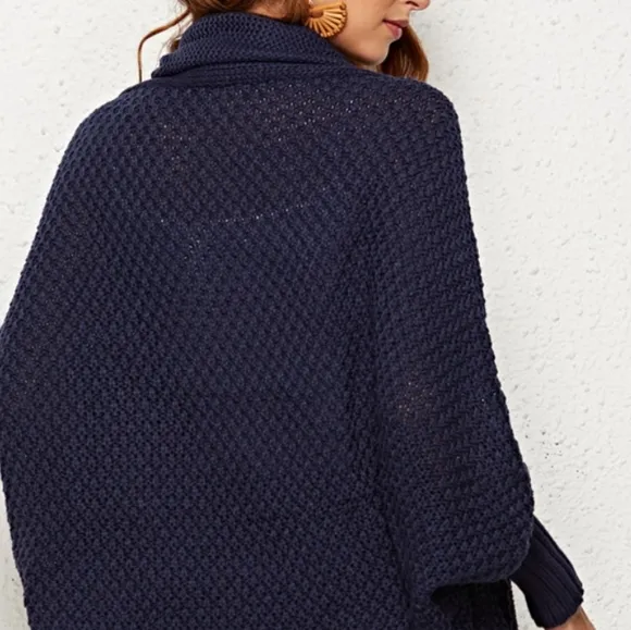 Oversized Knit Cardigan Batwing Sleeve Lightweight Baggy Open Front Sweater Top