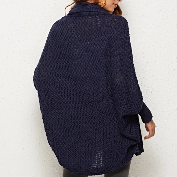 Oversized Knit Cardigan Batwing Sleeve Lightweight Baggy Open Front Sweater Top