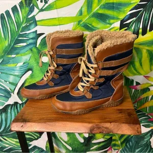 Pajar Canada Womens 9 Brown Blue Leather Fall Winter Outdoor Snow Boots