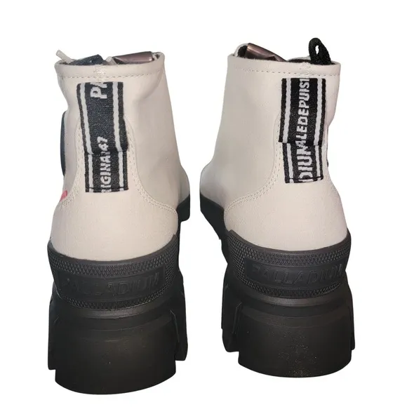 Palladium Revolt Hi TX Platform Boots Lug Sole White Black Size 9