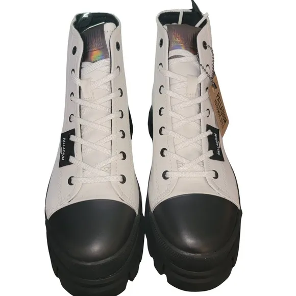 Palladium Revolt Hi TX Platform Boots Lug Sole White Black Size 9