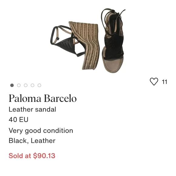 Paloma Barcelo  Leather Black Tan Wedge Platform Sandals Espadrillw Size 37