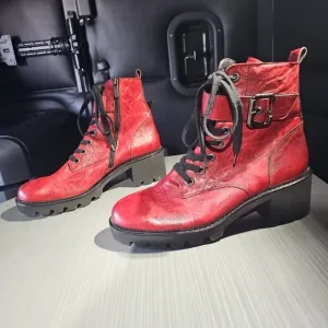 Paul Green Boots Dynamite Combat‎ in Red Lyst PG Size 8 (US 10.5) Women NWOT