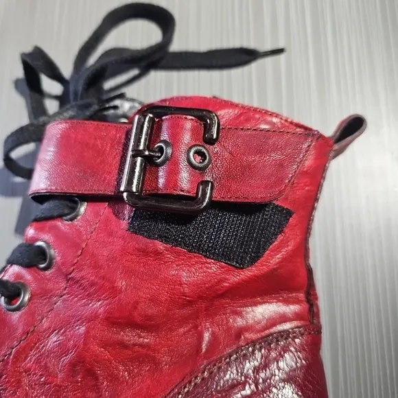 Paul Green Boots Dynamite Combat‎ in Red Lyst PG Size 8 (US 10.5) Women NWOT