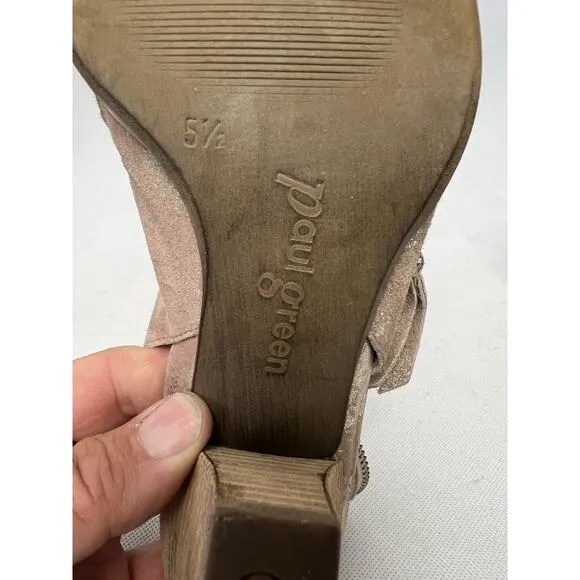 Paul Green Cayanne Heel Bootie Gray/Tan Metallic Peep Leather Sandals