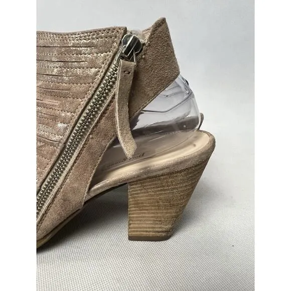 Paul Green Cayanne Heel Bootie Gray/Tan Metallic Peep Leather Sandals