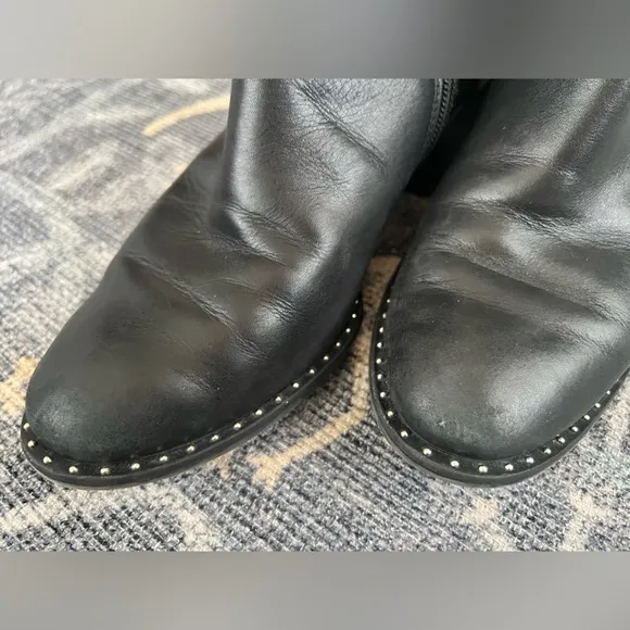 Paul Green Stella Bootie in Black Leather with Studs
