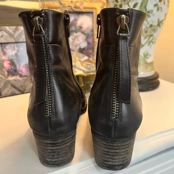 Paul Green Stella Bootie in Black Leather with Studs