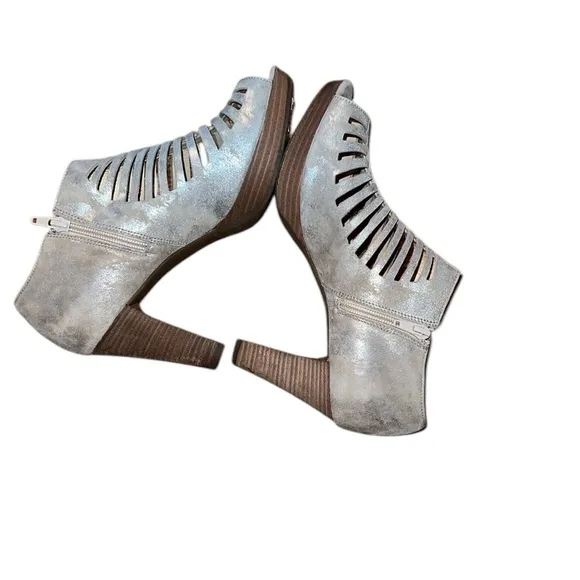 Paul Green Women's Silver Leather Sandals Size 9