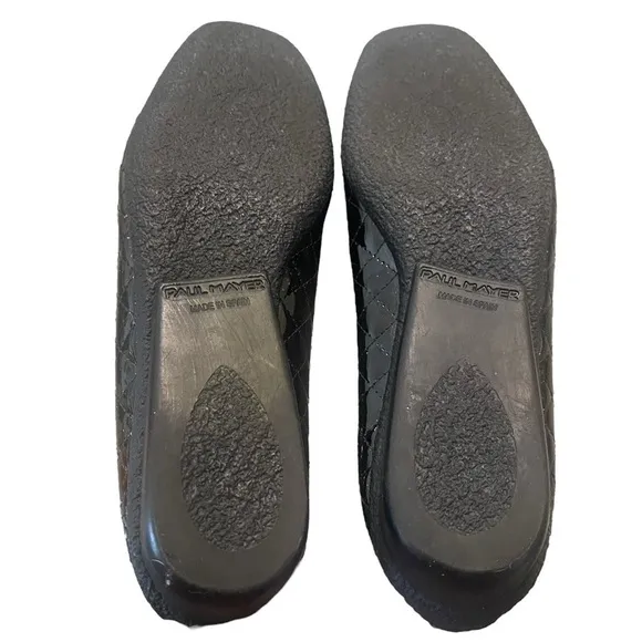 Paul Mayer Attitudes black patent quilted black flats