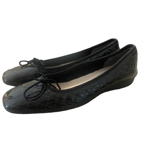 Paul Mayer Attitudes black patent quilted black flats