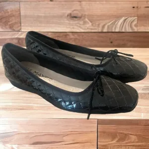 Paul Mayer Attitudes black patent quilted black flats