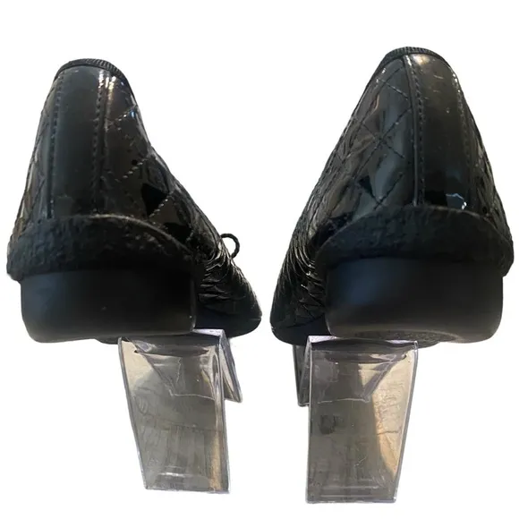 Paul Mayer Attitudes black patent quilted black flats