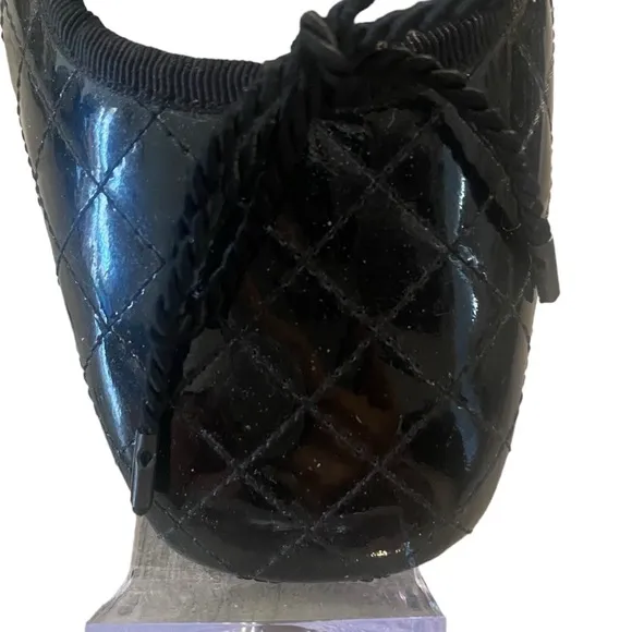 Paul Mayer Attitudes black patent quilted black flats