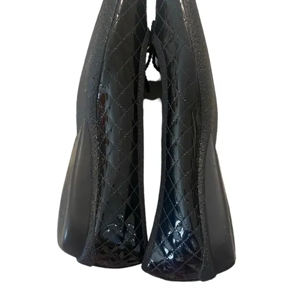 Paul Mayer Attitudes black patent quilted black flats