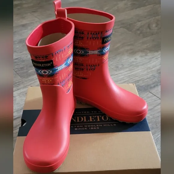 Pendleton PILOT ROCK Mid Boot Outdoor Rain Boots Red Native American Inspired