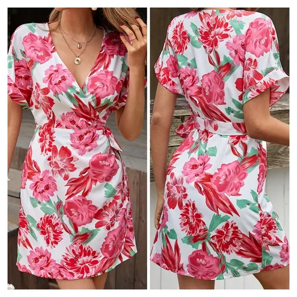 Pink Floral Tied Dress