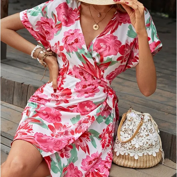 Pink Floral Tied Dress