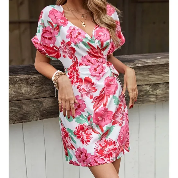 Pink Floral Tied Dress