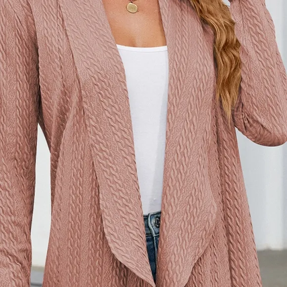 Pink Lightweight Open Front Cardigan