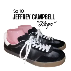 PLAY By JEFFREY CAMPBELL &quot;KEYS&quot; Sz 10 Black Velvet Satin Mix Feel Tennie Shoes