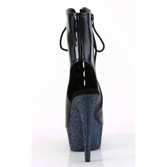 Pleaser BEJEWELED-1016-6 Black Holo &amp; Midnight Rhinestone Boots