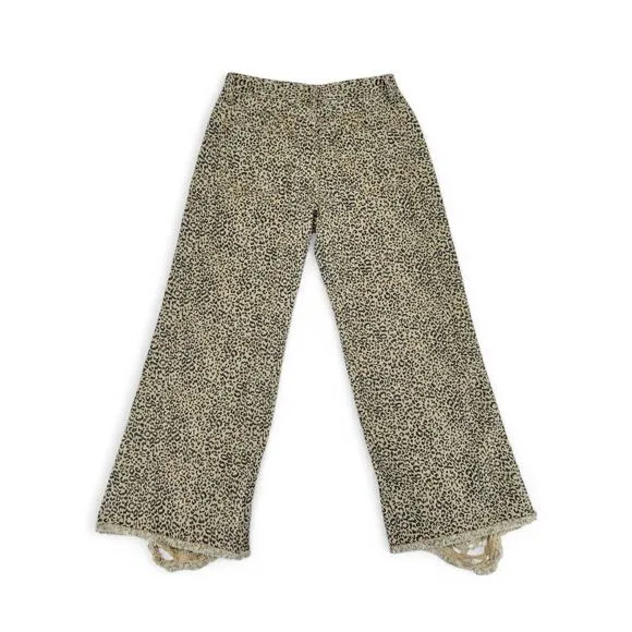 POL Leopard Flare Jeans Distressed Y2K Aesthetic Size SMP274