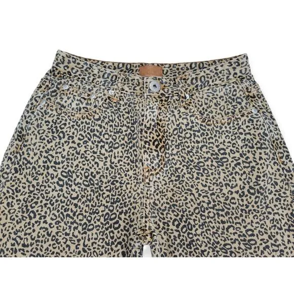 POL Leopard Flare Jeans Distressed Y2K Aesthetic Size SMP274