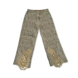 POL Leopard Flare Jeans Distressed Y2K Aesthetic Size SMP274