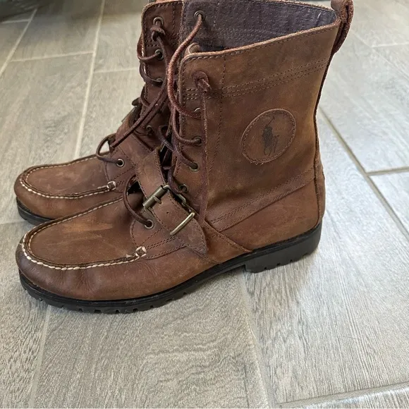 Polo Ralph Lauren Boots Men's Ranger Buckle Leather Size 10.5 Brown