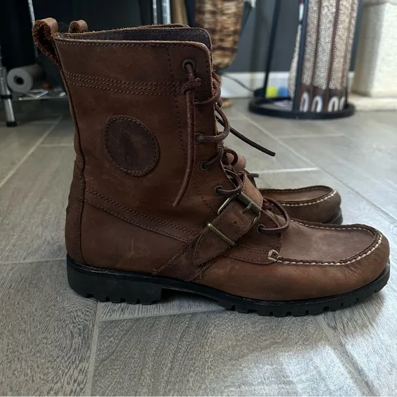 Polo Ralph Lauren Boots Men's Ranger Buckle Leather Size 10.5 Brown