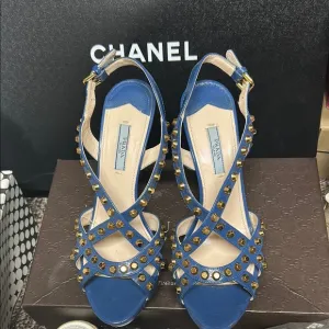 Prada Blue Studded Women's Sandals